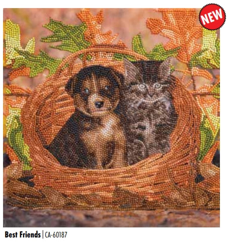CAK-A177M Puppy & Kitten in a Basket FRAMED CANVAS KIT