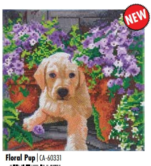 CAK-A182M Floral Pup FRAMED CANVAS KIT
