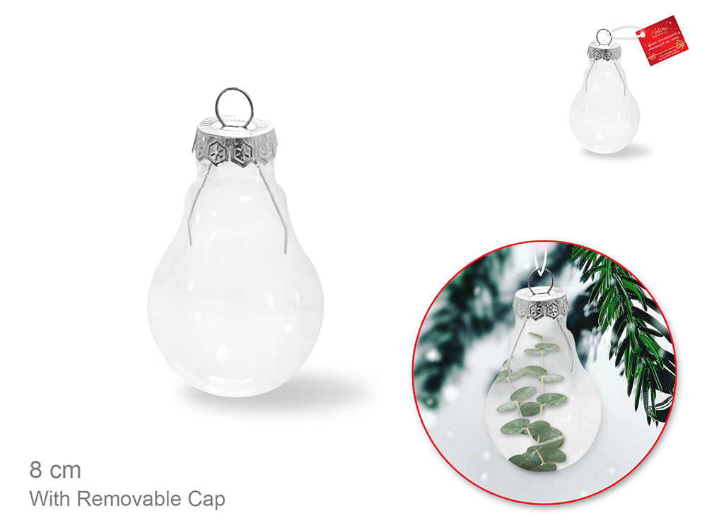 Seasonal Décor: 5.5x8cm DIY Clear Ornament Glass Bulb w/Metal Hanger