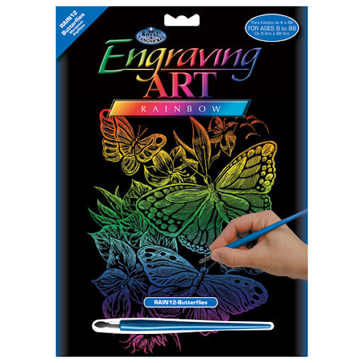 Butterflies Mini Rainbow Foil Engraving Art Kit, 5 x 7