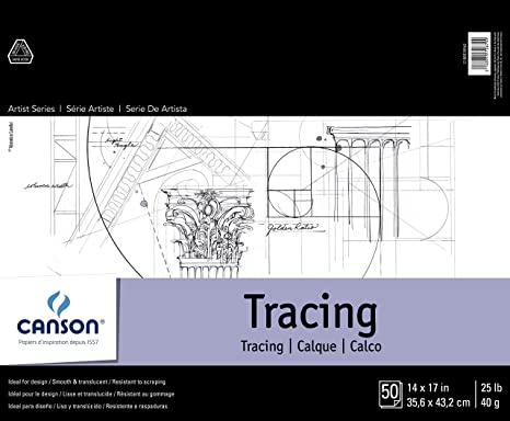 Canson Foundation Series Tracing Pad, 14” x 17”, Fold-over Cover, 50 Sheets