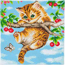 Craft Buddy Crystal Art Kit Cherry Kitten 30 x 30 cm Pre-Framed 5D Art Kit