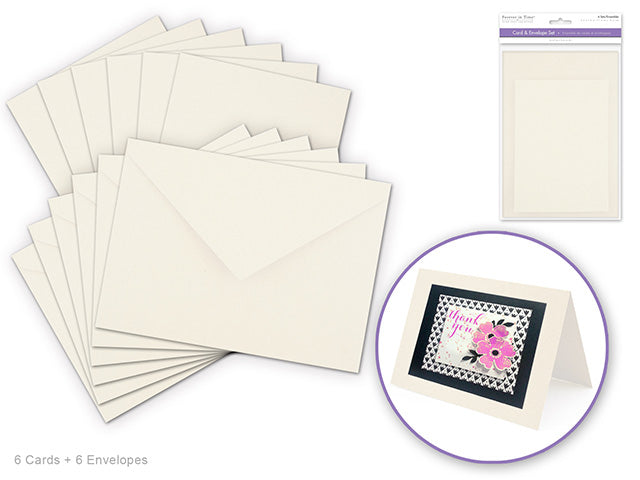 Forever in Time Cardmaking: 4.5"x6" Cards + Envelopes 6sets A6 Cream