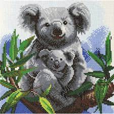 Craft Buddy Crystal Art Kit Cuddly Koalas 30 x 30 cm Pre-Framed 5D Art Kit