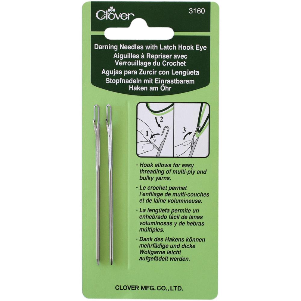 Clover Darning Needles W/Latch Hook Eye