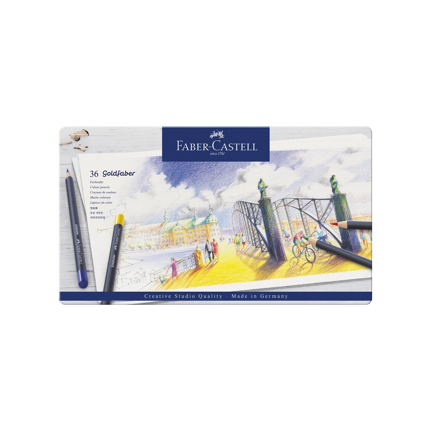 Faber Castell Metal Box of 36 Goldfaber Coloured Pencil