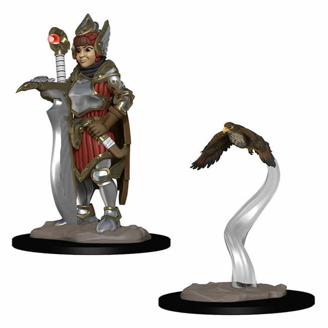 WIZKIDS WARDLINGS RPG FIGURES: GIRL FIGHTER & HUNTING FALCON