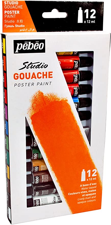 Pebeo Studio Gouache Poster Paint set of 12x12ml