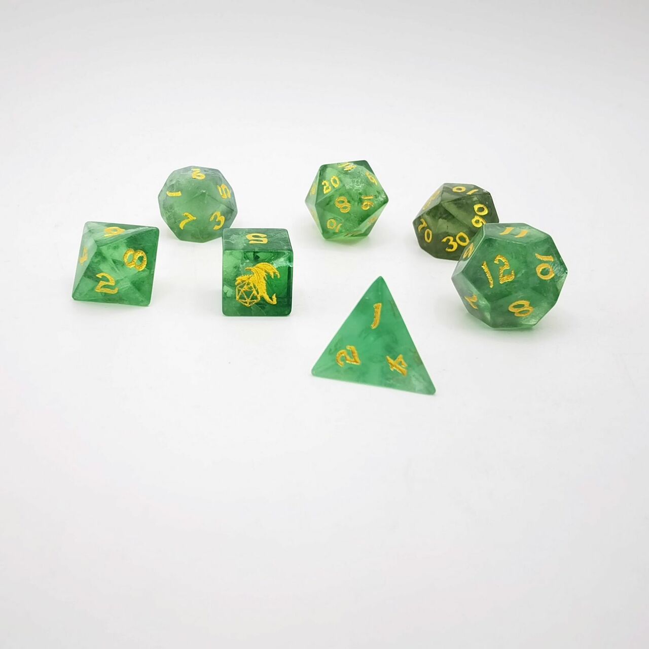 Green Fluorite 7pc Stone Dice