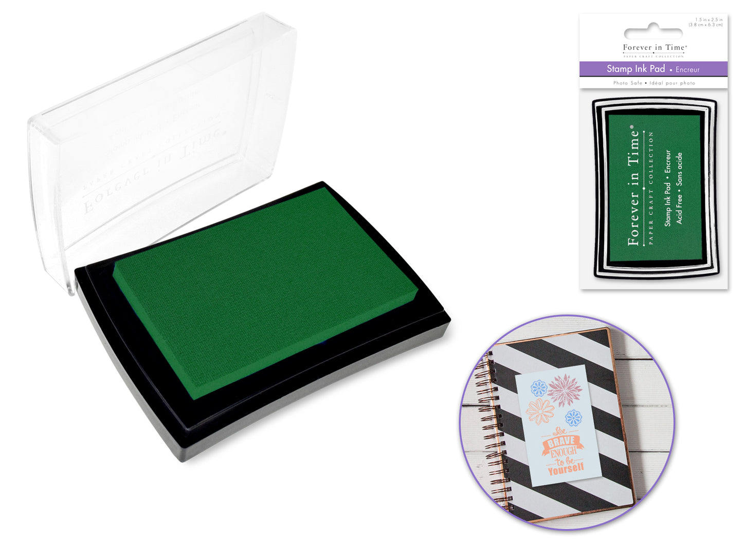 Stamp Ink Pad: 1.5"x2.5" Pigment Solid Color AcidFree