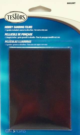 8802MT - TESTORS HOBBY SANDING FILMS (5 MIXED GRADES)