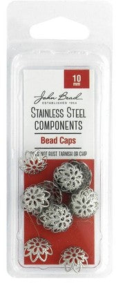 John Bead Stainless Steel Bead Cap 10mm 24pc