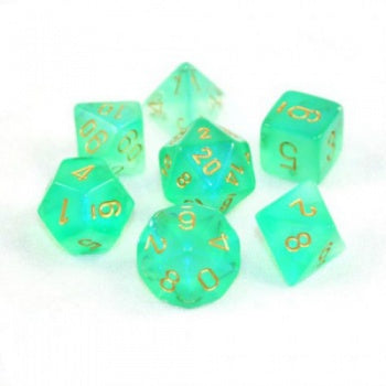 Chessex Borealis Polyhedral Light Green/gold Luminary 7-Die Set
