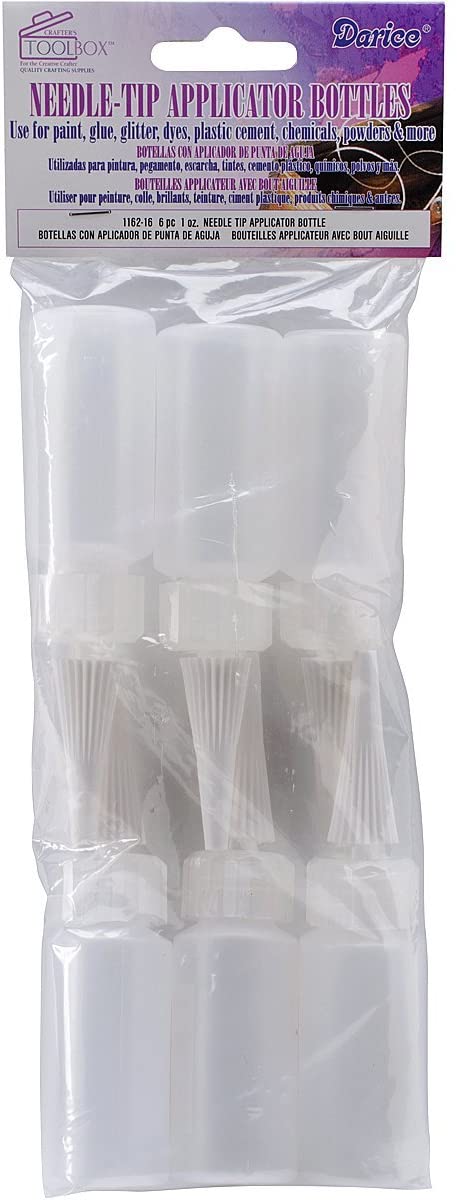 Darice 1162-16/DCLC Craft Need, Applicator Bottles - Needle Tip, Clear, 1 oz, 6ct