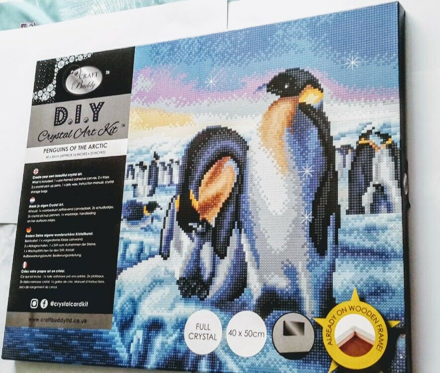 Craft Buddy Crystal Art Kit on Canvas (Penguins of the Arctic) 40 x 50cm