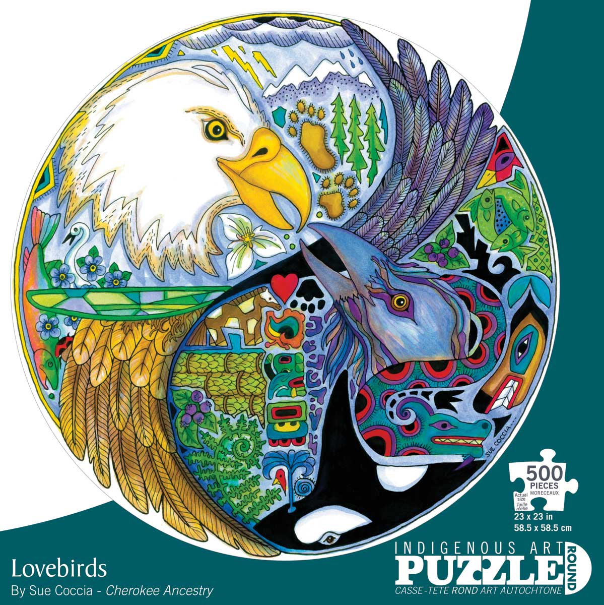 LOVEBIRDS 500 PIECE ROUND PUZZLE