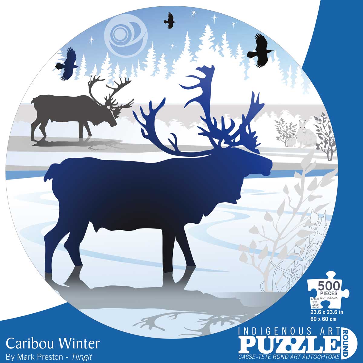 CARIBOU WINTER 500 PIECE ROUND PUZZLE