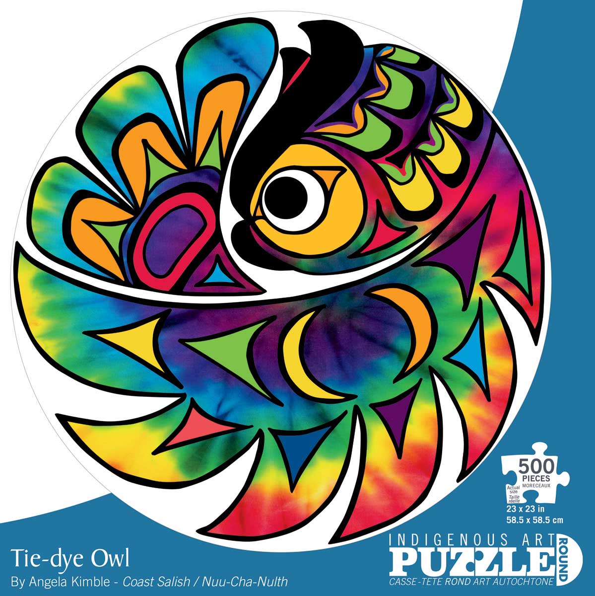 TIE-DYE OWL 500 PIECE ROUND PUZZLE