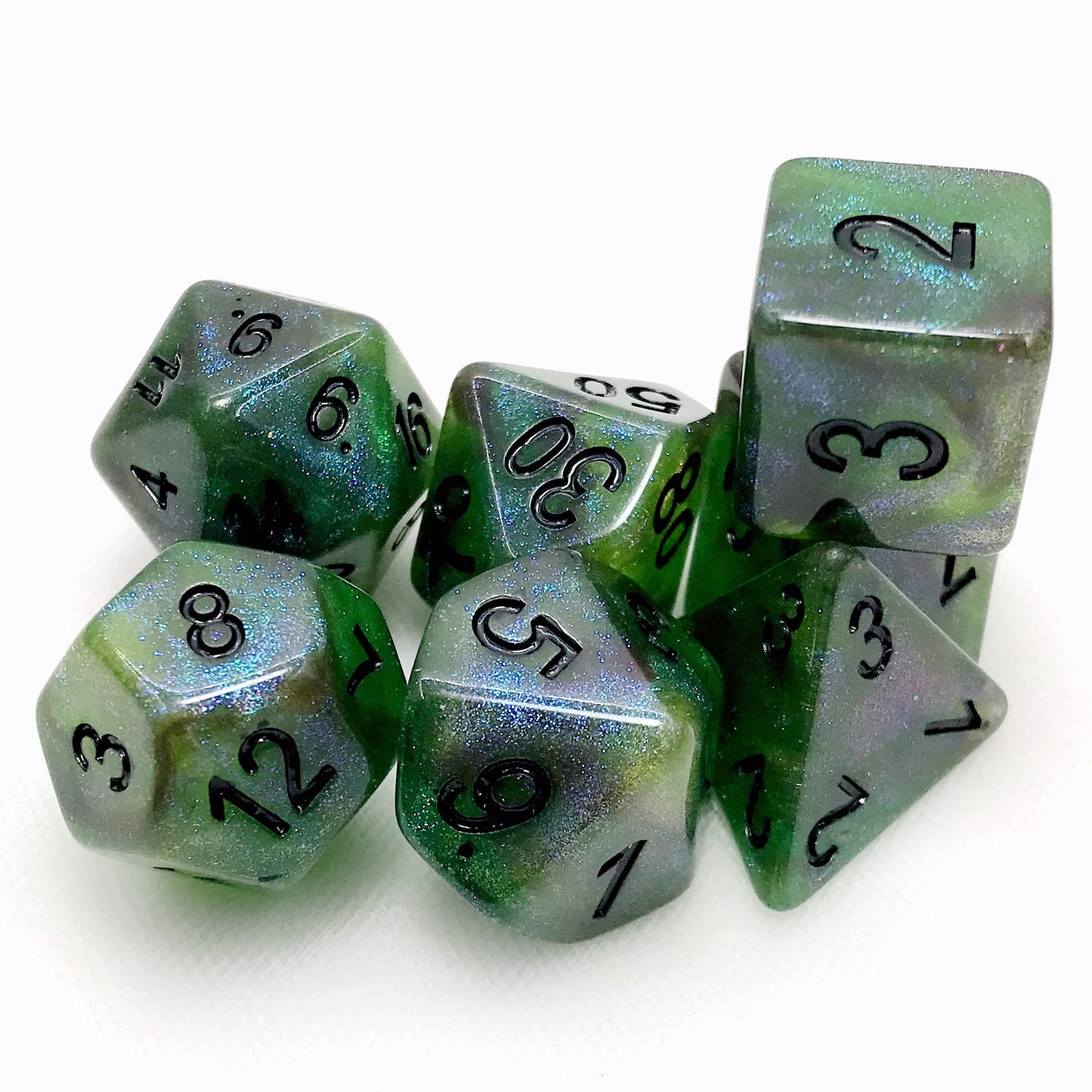 LD ARCHAIC BIRTHDAY GEMSTONE DICE FEBRUARY 7pc Set