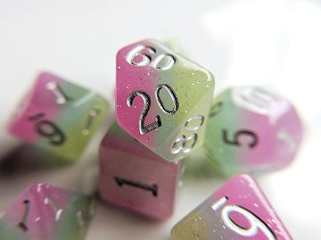 LD ELEMENTAL SPRING WIND DICE – 7 Piece Dice Set