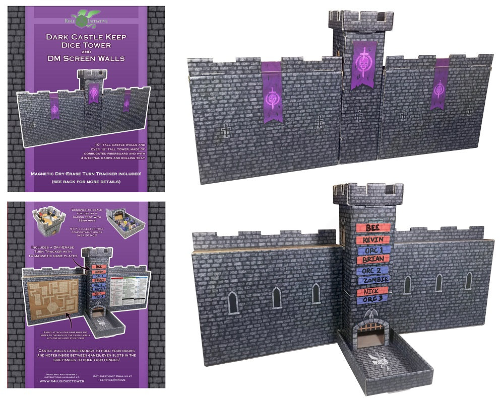 DARK CASTLE DICE TOWER TURN TRACKER/DM SCREENS