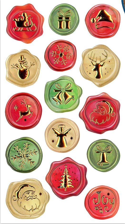 Holiday Stickers: 3.8"x6.9" 3D Foil Seals Holiday Icons