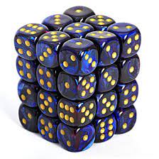 CHX Festive Dice: Royal Blue w/ Gold 12mm d6 Block (36ct) 27827