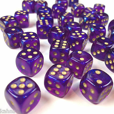 Chessex Dice Block d6 36pcs 12mm - Borealis Royal Purple w/ Gold -27867