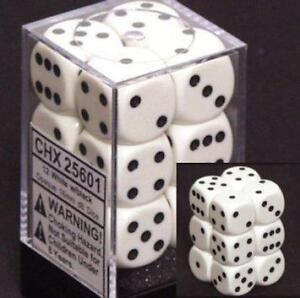 Chessex (25601): D6: 12mm: White/Black
