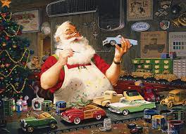 Cobble Hill Santa Painting Cars 1000pc Puzzle