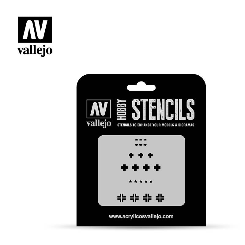 Vallejo Hobby Stencils ST-AFV001 Assorted German WWII Tank Markings