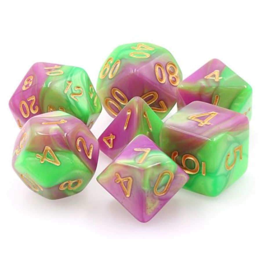 DRAGON'S DICE - 7CT HARLEQUIN'S VOW - 16MM DICE SET