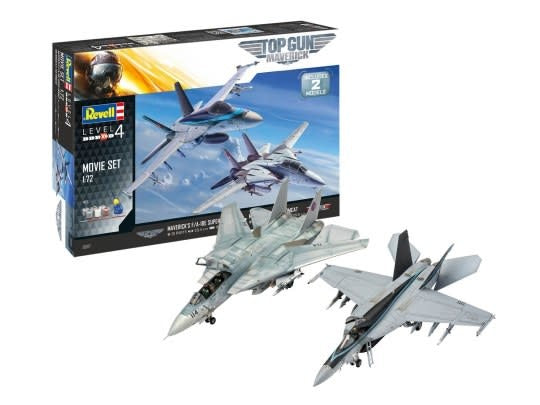 REVELL GERMANY AIRCRAFT 1/72 TOP GUN MAVERICK'S SET: F/A18W SUPER HORNET & F14D SUPER TOMCAT AIRCRAFT W/PAINT & GLUE KIT