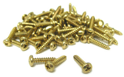 #2 X 1/4" Brass Plated Round Head Screw - 100pc