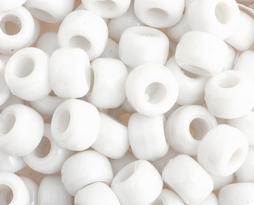 Opaque White Crowbeads Pony Beads 9mm