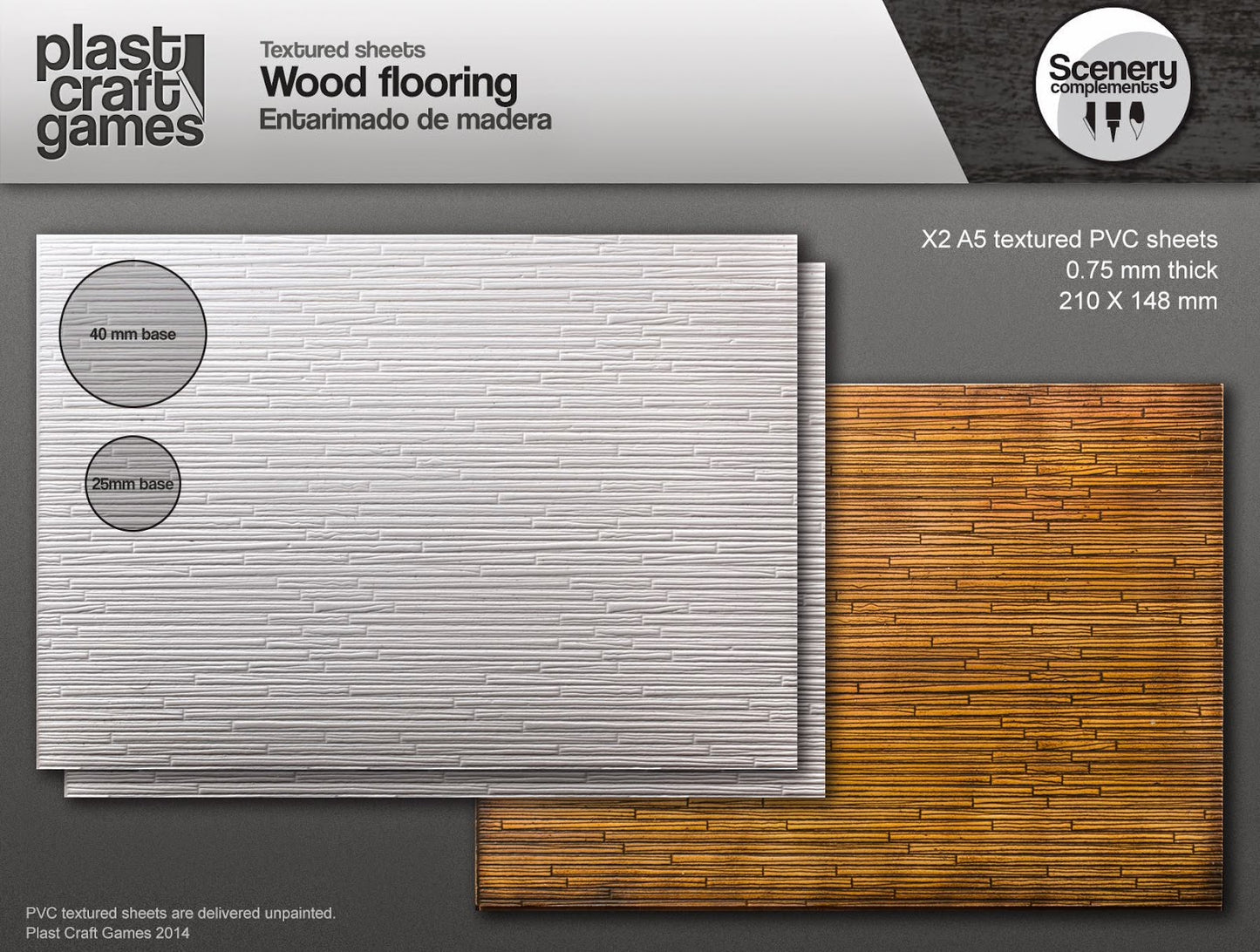 Plast Craft Games: Textured Plastic Sheets - Wood Flooring 28mm to 35mm Scale