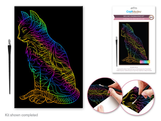 Craft Medley Kit: Deluxe Engraving Art DIY Kit Holographic~ Cat