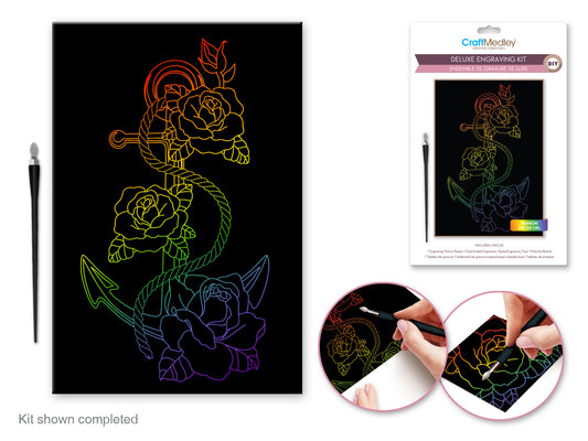 Craft Medley Kit: Deluxe Engraving Art DIY Kit  Rainbow~ Rose Anchor