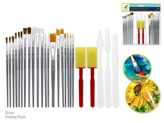 Artist Brush Set: Paint Night 25pc Brush & Palette Knife Set