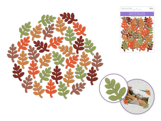 Floral Embellish: 1.9"x1.2" Leaves Self-Stick Handmade Paper 34pc 3D