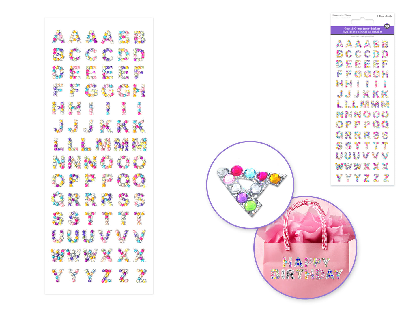 GemCraft Sticker: 3.3"x 7.8" Alpha Gems 84pc 10mm  Multi colour