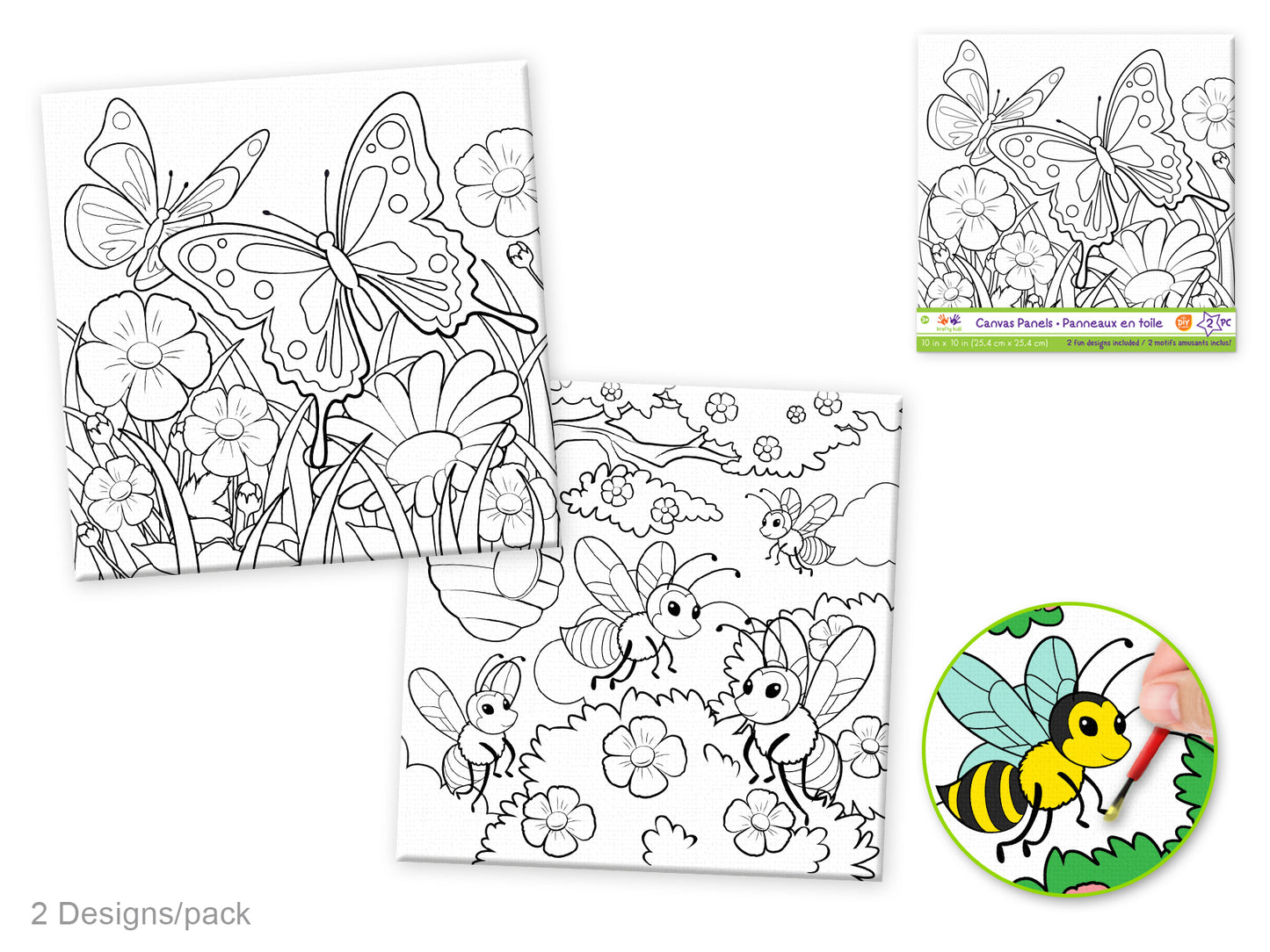 Krafty Kids: 10"x10" DIY Canvas Panels 2pc Asst Designs