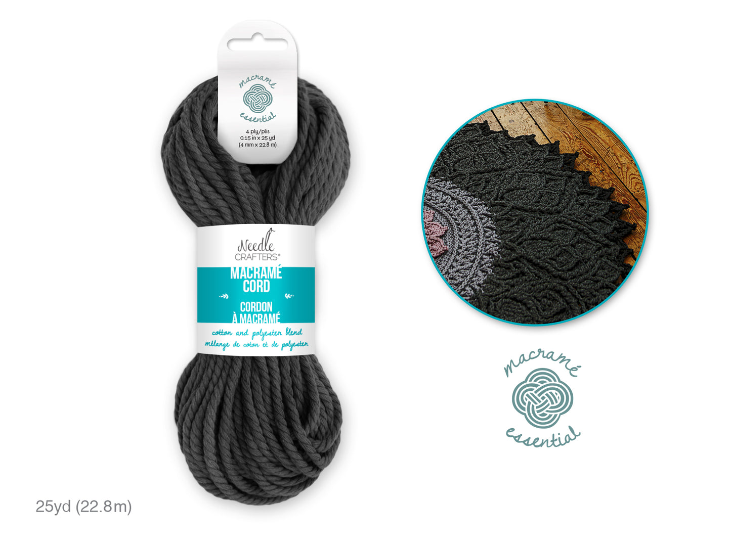 Needlecrafters: 4mm Macramé Cord 25yds (22.8m)