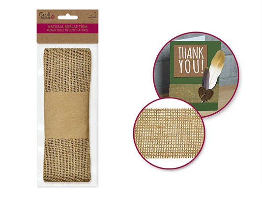 Craft Décor Ribbons: 6cmx2m Natural Burlap Trim