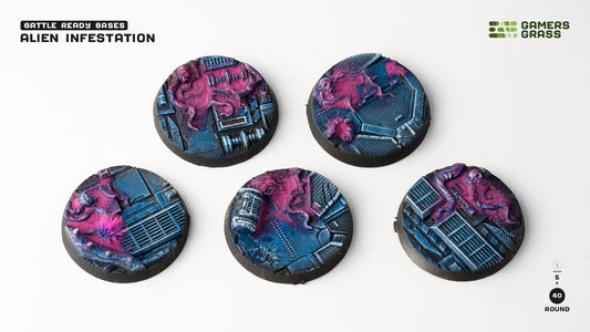 Gamers Grass Battle Ready Bases - Alien Infestation - Round 40mm (x5)