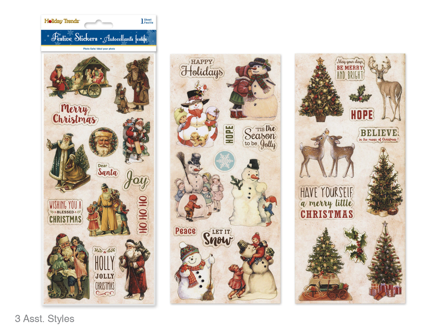 Holiday Stickers: 4.4"x10"  Vintage Christmas