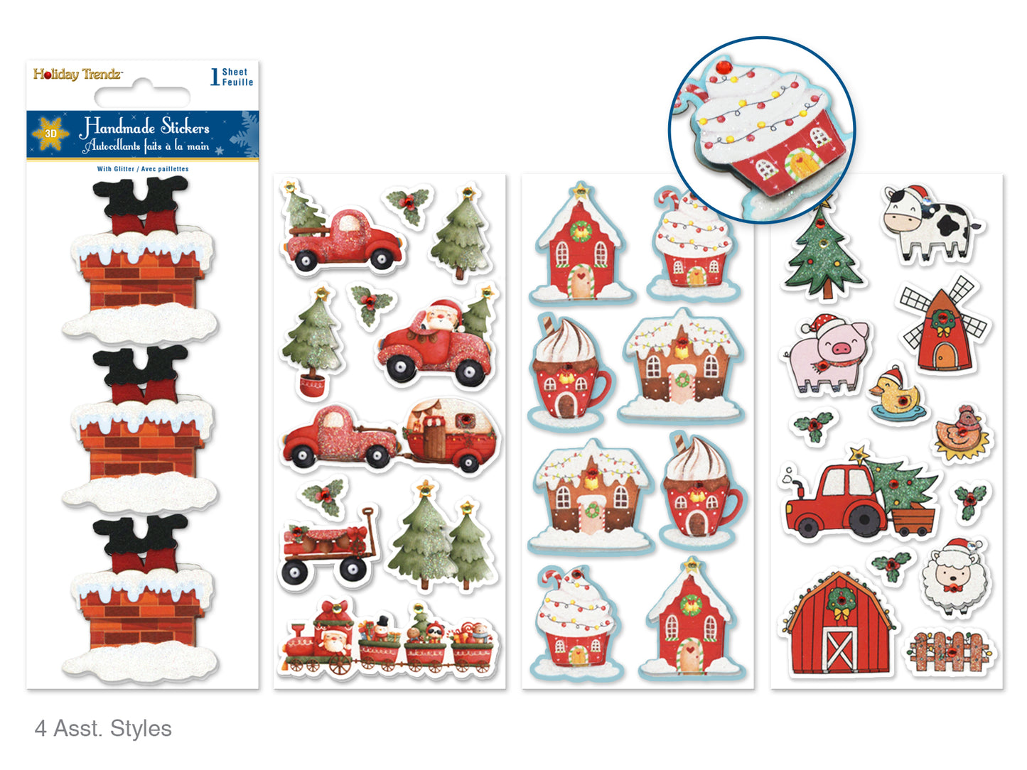 Holiday Stickers: 3"x6.4" 3D Glitter Icons  Holiday Splendor