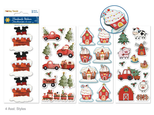 Holiday Stickers: 3"x6.4" 3D Glitter Icons  Holiday Splendor
