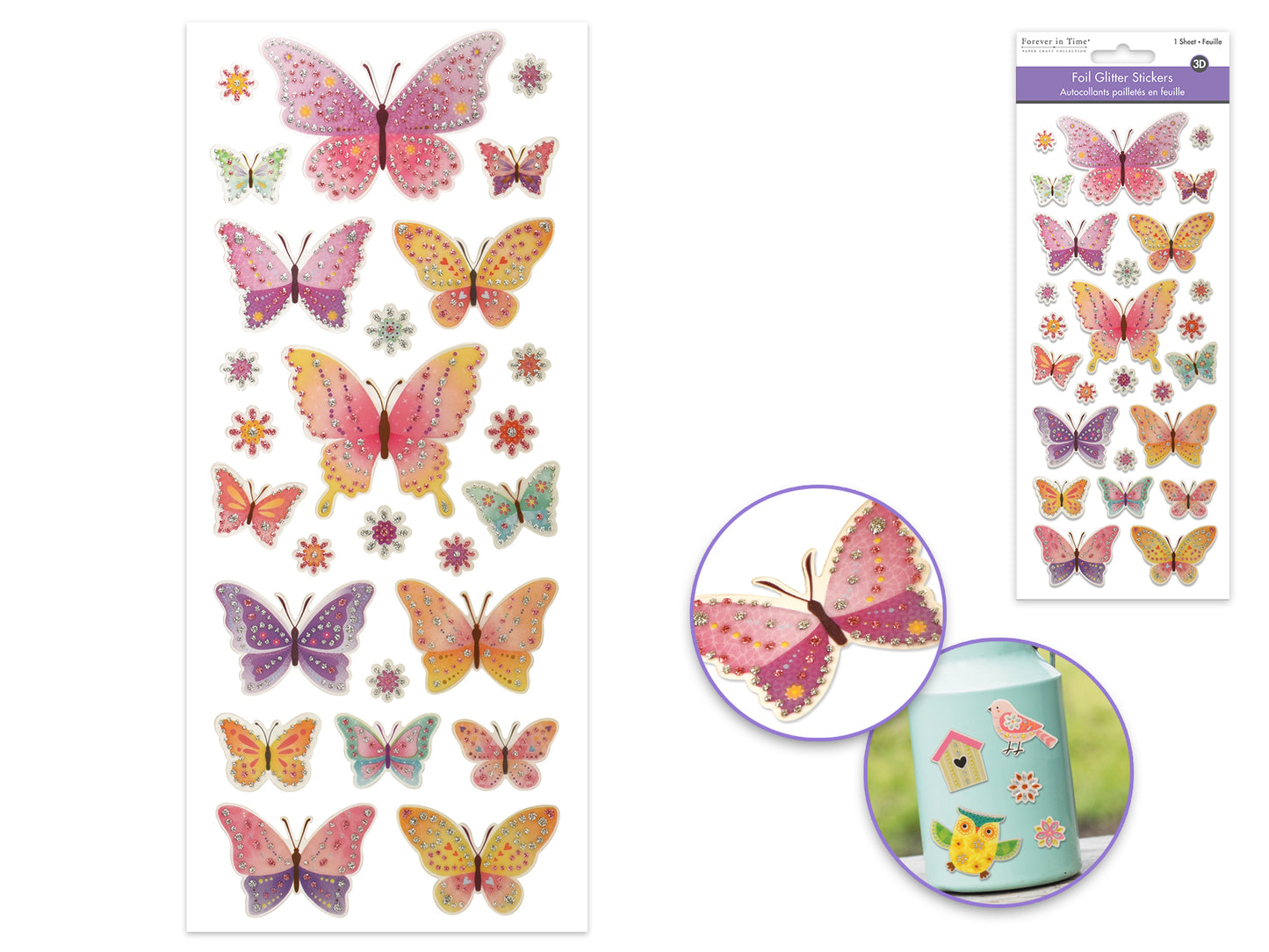 Paper Craft Sticker: 10cmx23cm Glitter Fancy  Butterfly