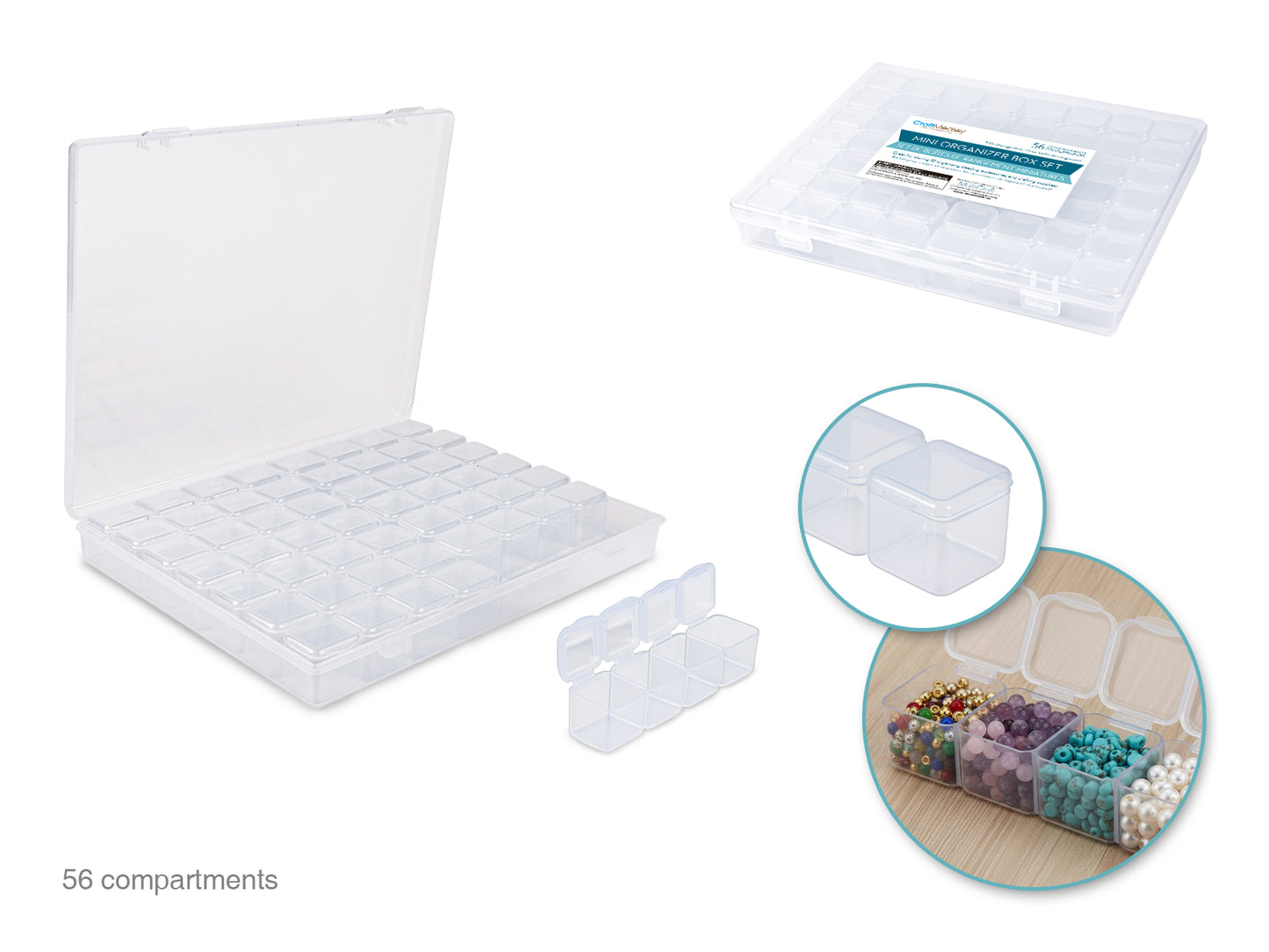 Craft Storage: 56 Mini Container Storage Box for Beads/Glitters/Gems